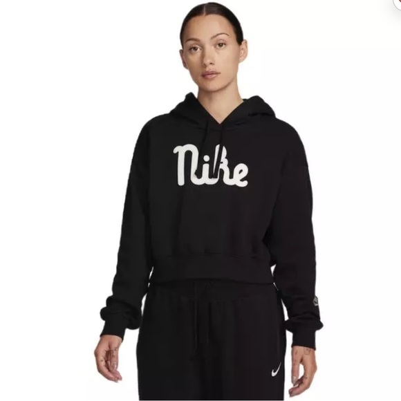 Nike Women's Sportswear Club Fleece Graphic Oversized Cropped Hoodie size Large - Picture 1 of 7